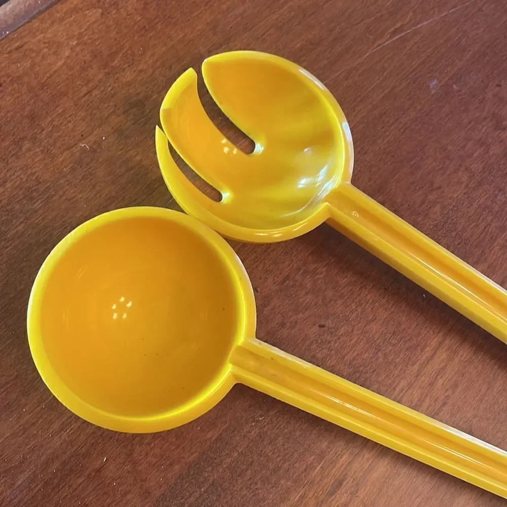MCM Bright Yellow Acrylic Salad Set